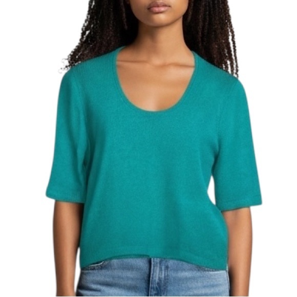 Vintage Sweaters - 4/$20 Vintage Teal Knit Short Sleeve Sweater | Made in USA | Size S/M